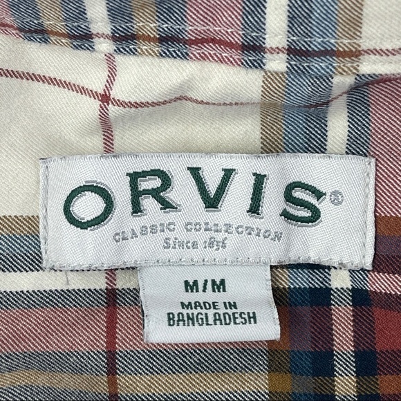 Orvis Button Up Shirt Mens Medium White Red Plaid Long Sleeve - Picture 2 of 9